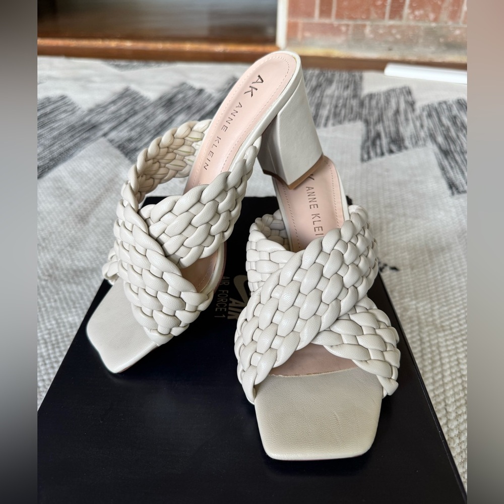 Anne Klein Woven Heels in Cream